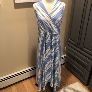 Bar III | Blue White Mystic Flowers Dress w Belt